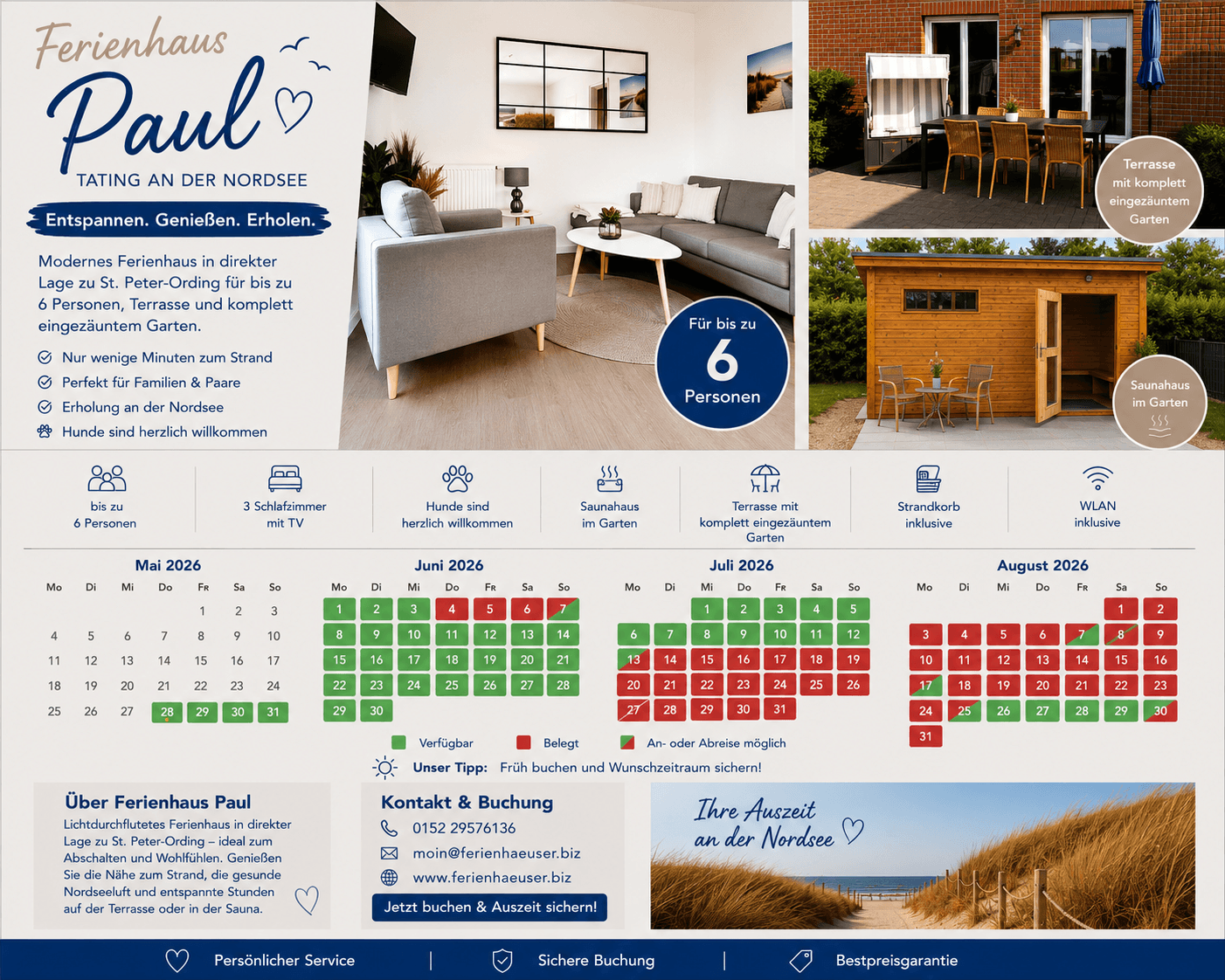 Ferienhaus Paul in direkter Lage zu St. Peter-Ording