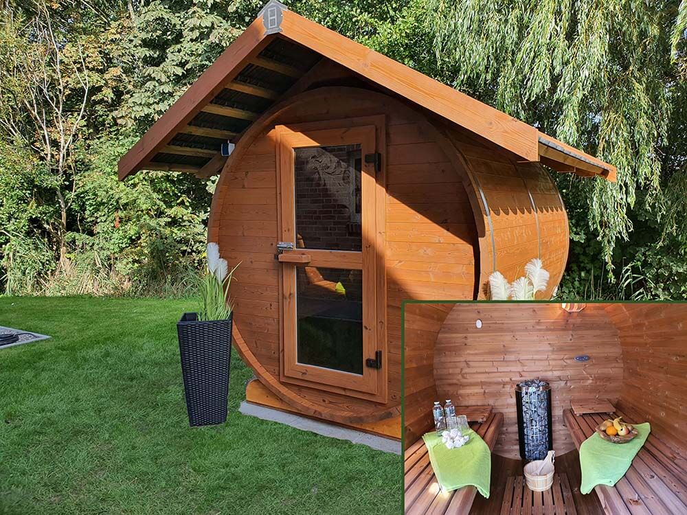Fasssauna im Garten